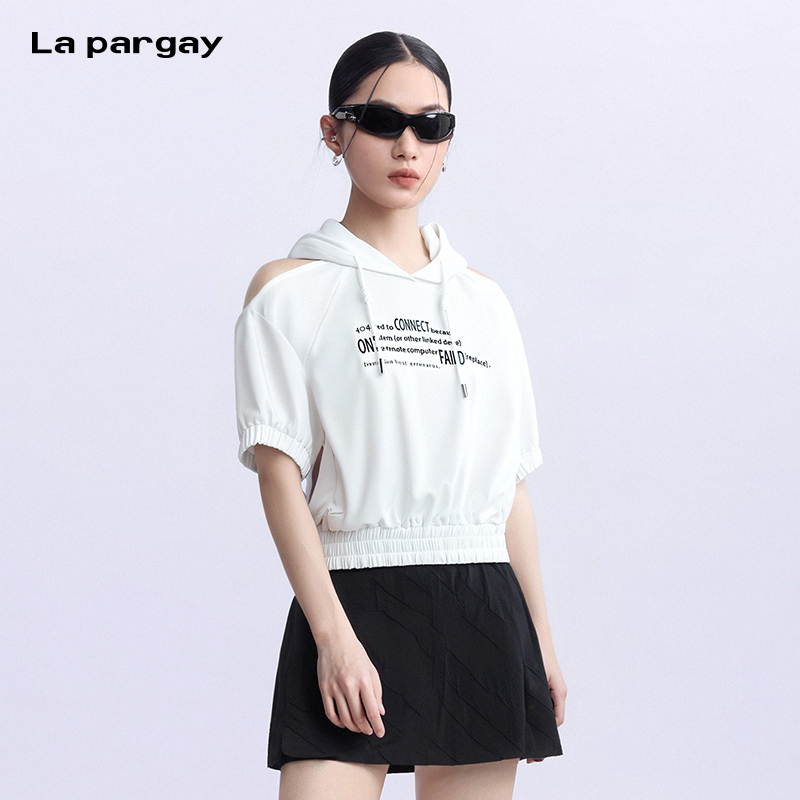 La pargay/纳帕佳短款连帽卫衣女2025春夏新款潮牌收腰显瘦套头衫