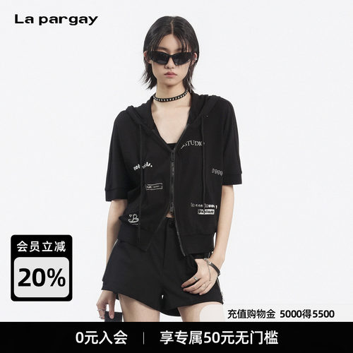 Lapargay涂鸦印花连帽短外套