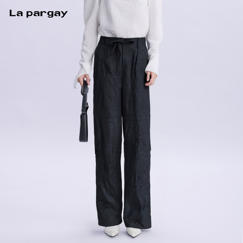 La pargay纳帕佳宽松长裤直筒休闲裤2025新款个性时尚设计感裤子