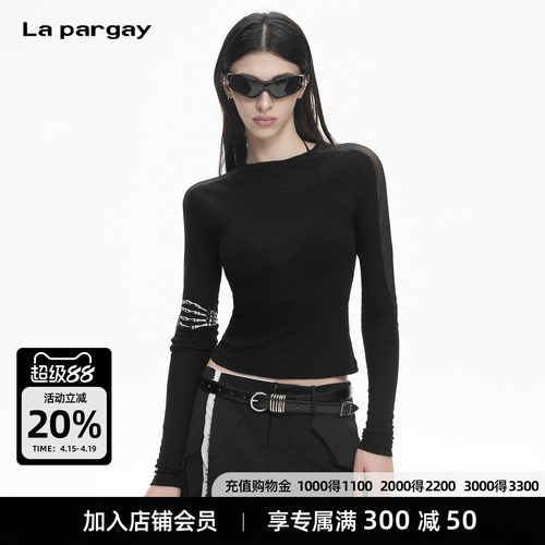 Lapargay 半高领拼接上衣 冷静先锋 高弹针织面料 L78100301C