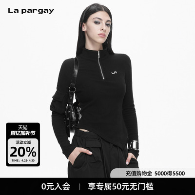Lapargay 半开拉链高领上衣 高街气场 下摆不对称设计 L78100310C