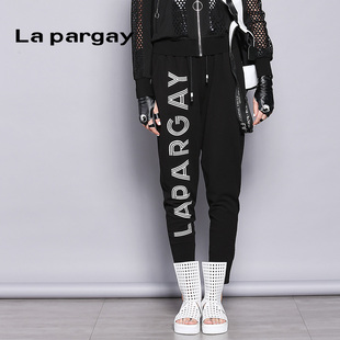 女春秋 黑色显瘦宽松百搭哈伦小脚裤 Lapargay纳帕佳新款 运动休闲裤