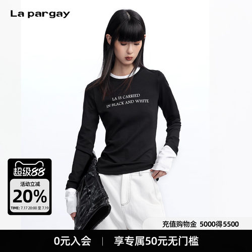 La pargay【回归理性】撞色假两件长袖T恤 经典黑白  L75300306V