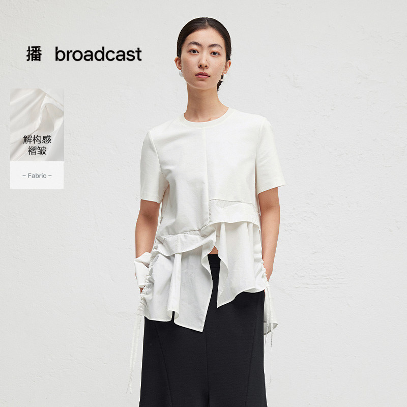 播商场同款设计感T恤女24春秋不规则别致短袖上衣BDR3YD1765