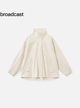 播休闲宽松工装风立领短外套女秋季时髦上衣DDS4WD5222