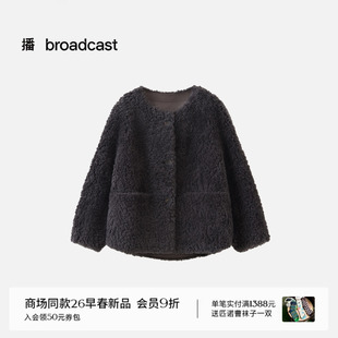 【100%羊毛】播商场同款羊羔毛短外套女26春季新款上衣BDT6WD2445