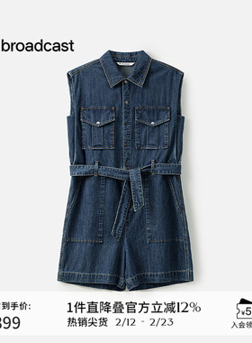 播商场同款水洗牛仔连体裤女夏季新款复古显瘦短裤BDS2JD2675