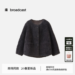 羊羔毛短外套女26春季 100%羊毛 播商场同款 上衣BDT6WD2445 新款