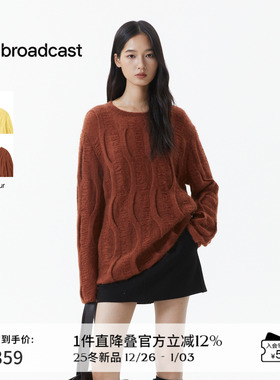 播通勤慵懒风宽松圆领针织衫女冬季松弛毛衣DDS4SD5194