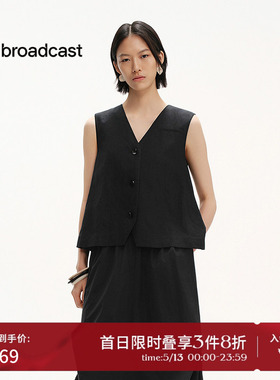 播商场同款时髦洋气马甲上衣女夏季新款黑色坎肩BDS2MD2456