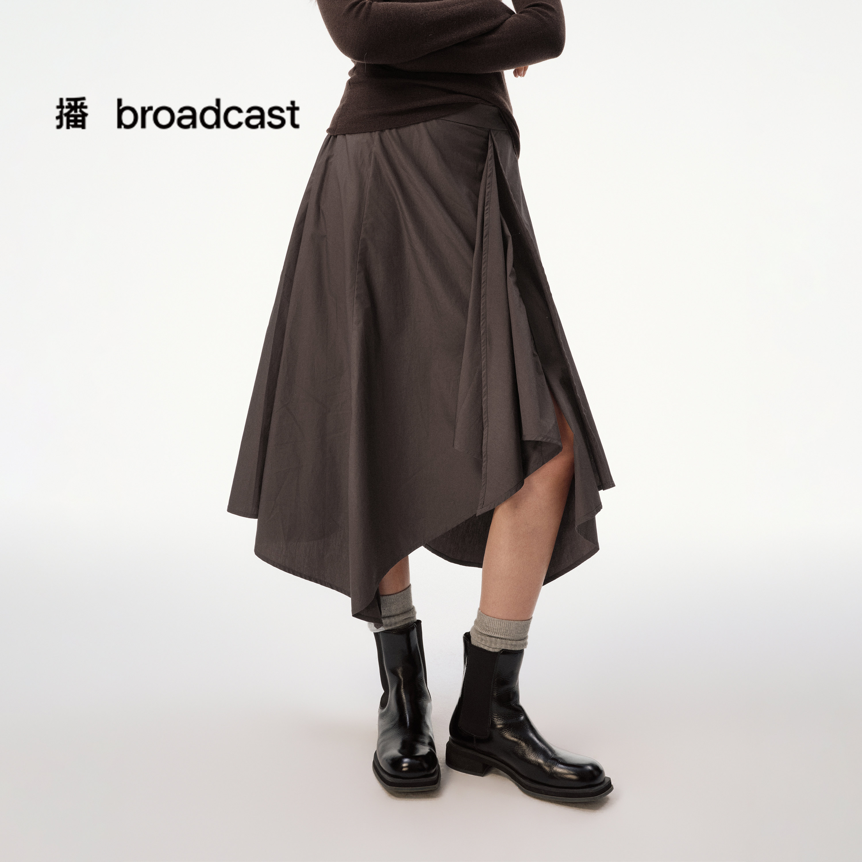 播不规则下摆半身裙女25秋季新款学院风复古裙子DDS4BD5101