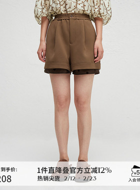 播商场同款松紧腰休闲裤女2024春秋直筒百搭短裤BDR3KD3005
