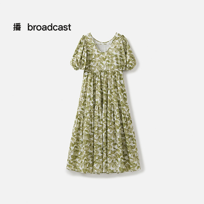 播商场同款印花短袖连衣裙女25夏季新款漂亮掐腰裙BDS2LD2588