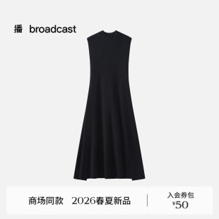 新款 连衣裙女26春季 收腰小黑裙BDT1LD1040 100%羊毛无袖 播商场同款