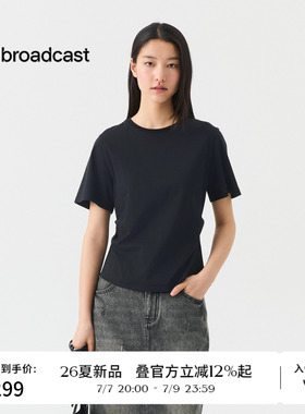 播26夏新品短袖T恤女黑色收腰显瘦上衣DDT2YD5653