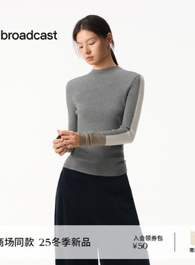 【100%羊毛】播商场同款修身半高领针织衫女25秋冬新款BDS4SD3684