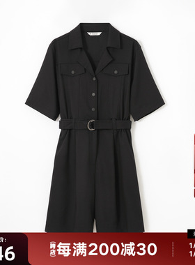 播商场同款2023秋复古金属环腰带工装风休闲连体裤女BDQ3JD05811