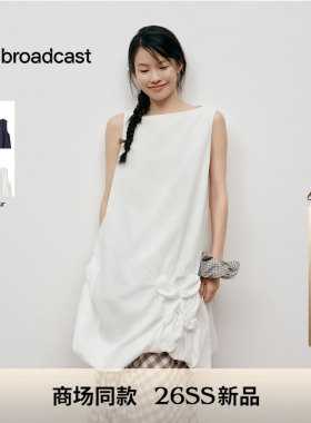 【自然压褶】肌理素爽棉 播漂亮无袖连衣裙女26夏新款BDT2LD2922