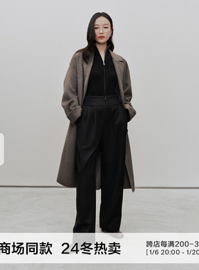播倪妮同款商场同款单排扣西装领24冬中长款羊毛呢外套BDR4AD3707