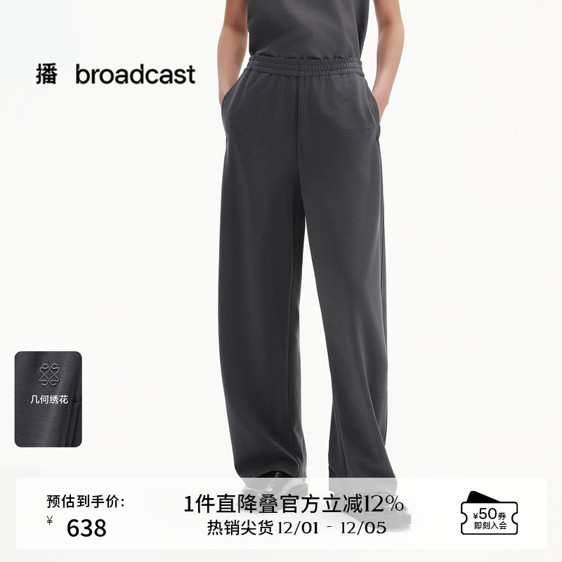 播商场同款美式轻薄宽松阔腿裤女25夏新款慵懒风休闲裤BDS2KD2112