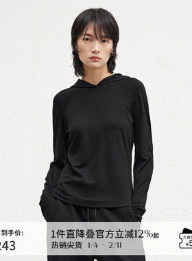 播商场同款黑色连帽领卫衣女24冬新款通勤显瘦内搭BDR4VD3981