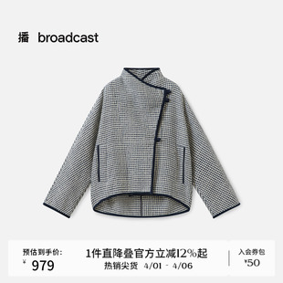 保暖宽松棉服女秋冬新款 BDS4PD3846 复古格纹短款 播商场同款