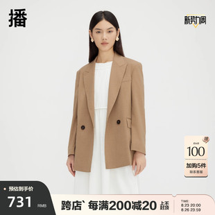 高级感气质休闲简约上衣DDQ4XD5271 新款 外套女2023秋季 播翻领西装