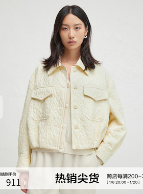 播商场同款黄色夹克短外套女24秋新款宽松气质翻领上衣BDR3WD3222