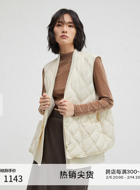 播商场同款假两件毛织拼接24冬新款休闲羽绒马甲背心女BDR4MD3557