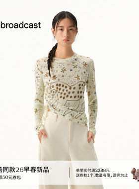 播商场同款ENIKO EGED系列小马印花长袖T恤女26春新品BDT1YD2910