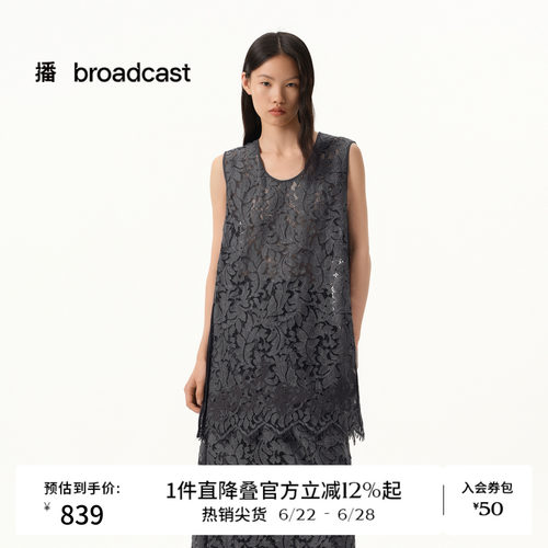 播商场同款镂空蕾丝无袖宽松连衣裙女26春新款轻熟裙子BDT1LD1085