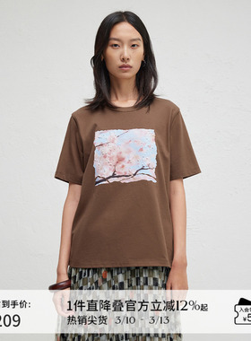 播商场同款印花T恤女春夏圆领休闲宽松可露丽气质上衣BDR3YD1797