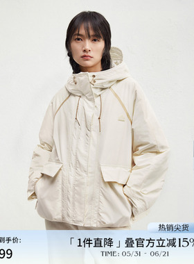 播商场同款短款连帽鹅绒服女冬季户外机能感保暖外套BDR4RD3538