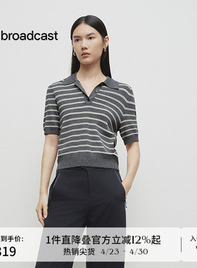 播商场同款POLO领学院短袖针织衫女春秋新款条纹上衣BDS1SD1253