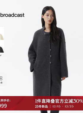播立领宽松羊毛呢外套女25冬季新款韩系灰色呢大衣DDS4AD5119