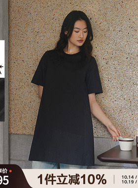 播黑色拼接连衣裙女商场同款2024夏季新款感宽松长裙BDR2LD1142
