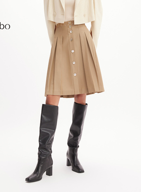 播黑标系列褶皱半身裙女2024夏季新款小个子a字裙BDR2BD2653