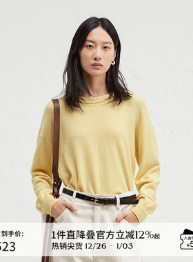 【100%羊绒】播商场同款圆领针织衫女24秋冬慵懒风毛衣BDR4SD3822