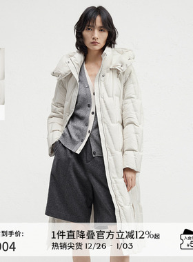 播商场同款保暖连帽立领羽绒服女24冬新中长款宽松外套BDR4RD4117