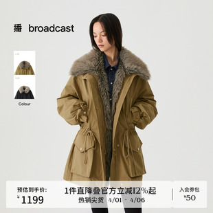 收腰短款 派克外套DDS4RD5245 毛领羽绒服女冬季 播复古工装