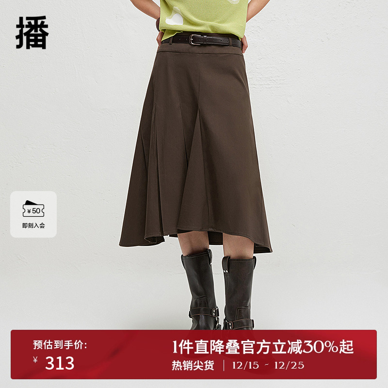 播商场同款气质半身裙女夏季垂坠感学院风高腰裙子BDR3BD1829