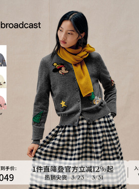 播商场同款迪士尼米奇系列休闲针织开衫女冬季新款BDS4UD3721