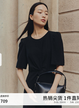 播黑色连衣裙女商场同款夏季新款气质法式茶歇裙BDR2LD1516