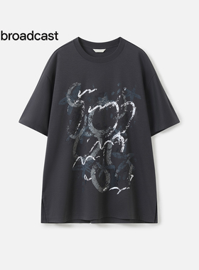 播商场同款慵懒宽松印花T恤女春夏美式短袖上衣BDS3YD3037