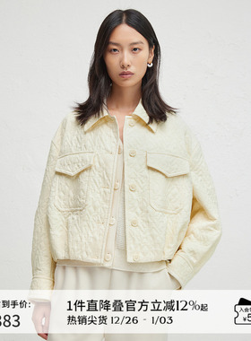 播商场同款黄色夹克短外套女24秋宽松气质翻领上衣BDR3WD3222