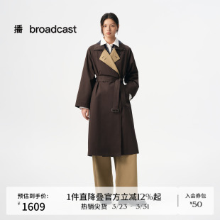 新款 通勤风衣女秋季 复古休闲外套BDS3FD3082 中长款 播商场同款