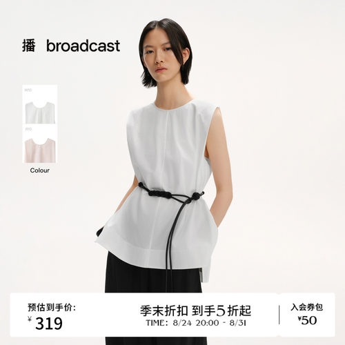 播夏季无袖衬衫女简约通勤宽松慵懒感衬衣