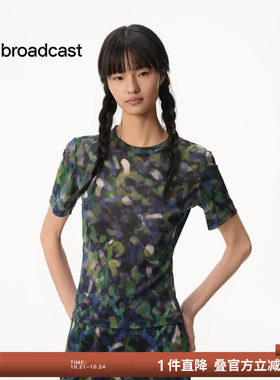 【商场同款】播26夏新品云丝柔雾纱轻运动风圆领T恤女BDT7YD3071