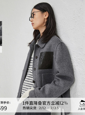 【羊毛】播商场同款复古宽松休闲短款24冬新毛呢外套女BDR4AD3763