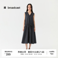 播26夏新品V领无袖连衣裙女荷叶边复古收腰牛仔裙DDT2LD5629